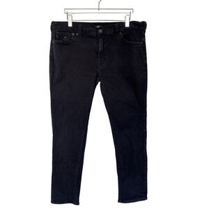 True Religion Rocco Relaxed Skinny Jeans Black Wash Flap Pockets Size 40 GUC